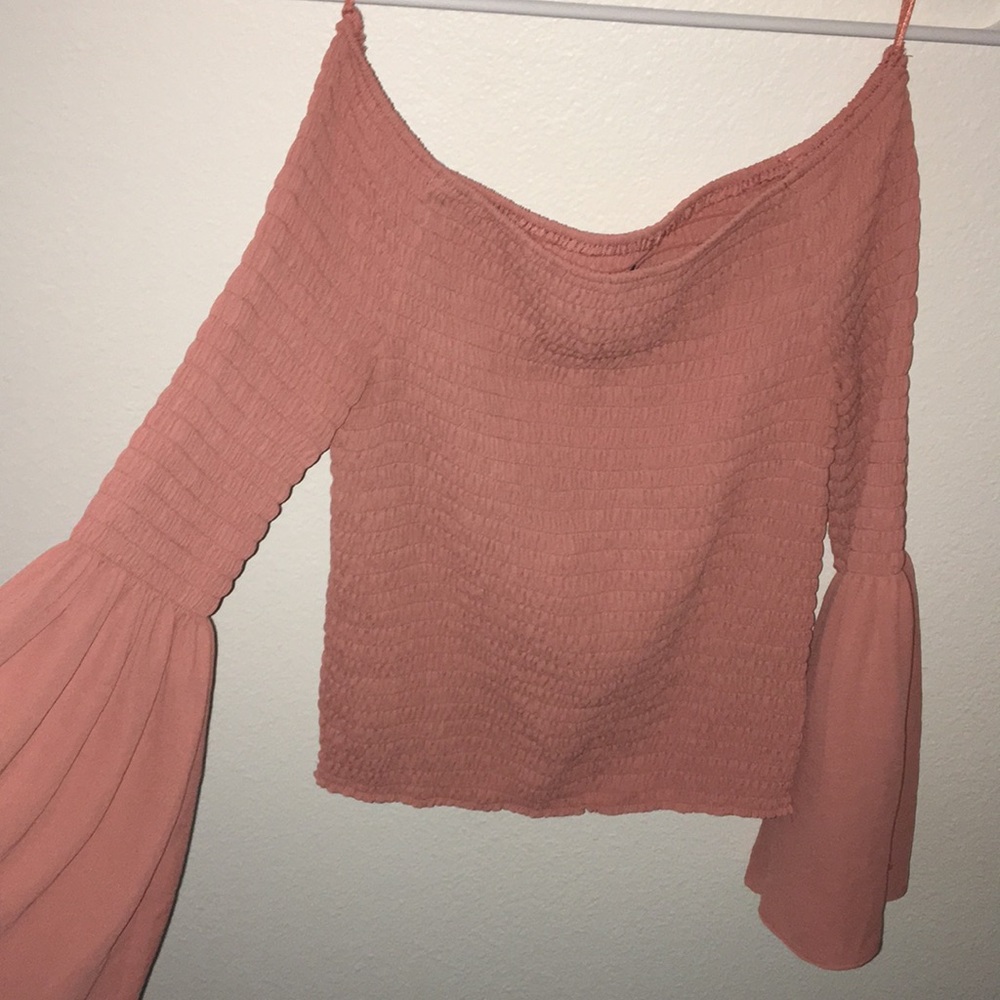 Peach off the shoulder top
